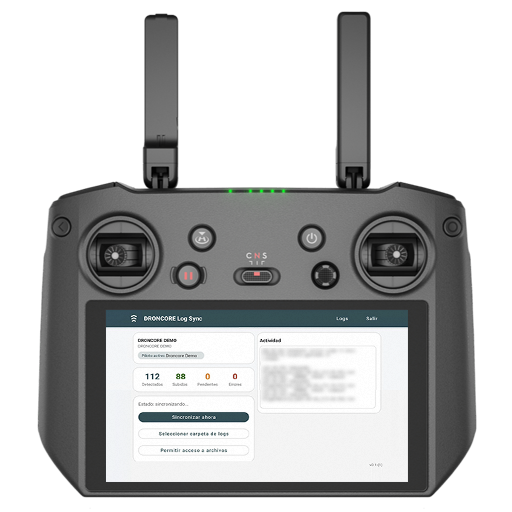 DRONCORE Log Sync App en mando DJI Enterprise