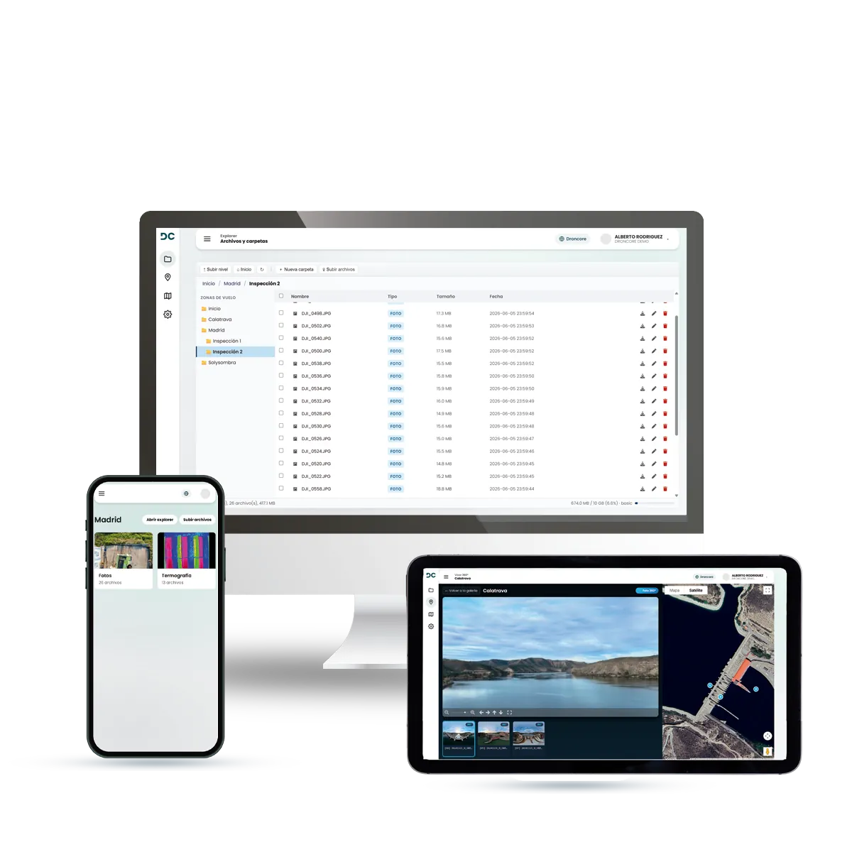 DRONCORE Cloud para media y evidencias