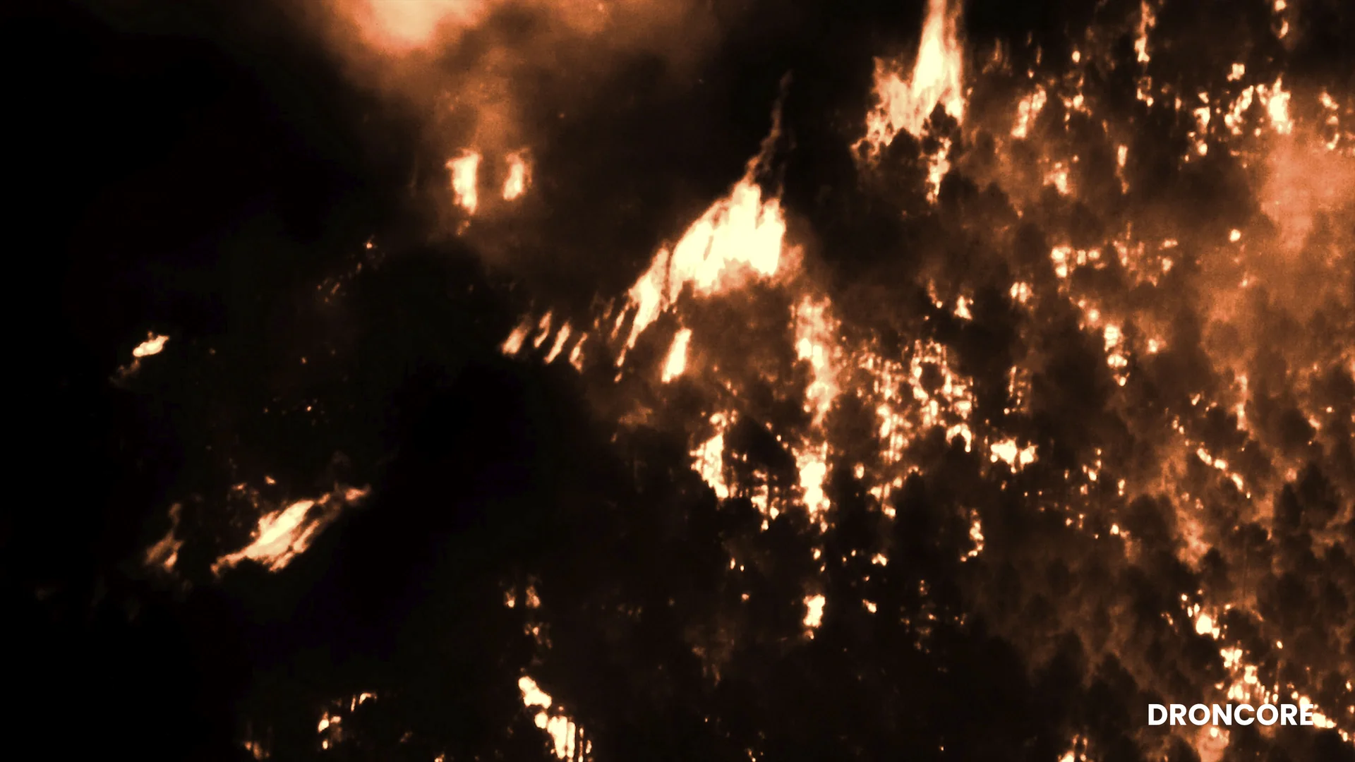 Foco activo del incendio de La Mierla durante la noche del 18 de julio